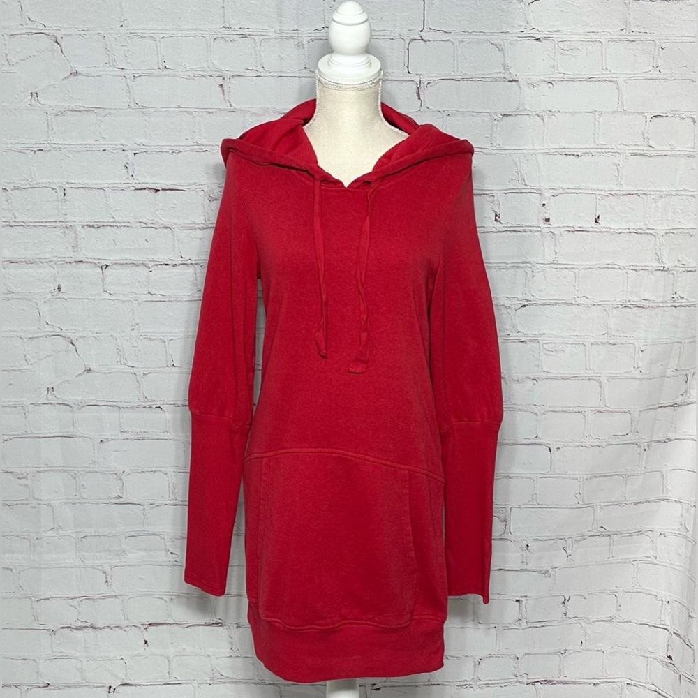 PRAIRIE UNDERGROUND Red Hemp Blend Long Pullover Hoodie Dress Women's S USA!